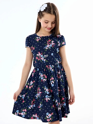 Детское платье "Карусель" / Цветы с горошком