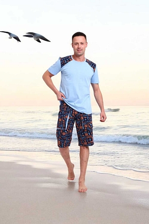 Мужской костюм 39057 / т-син,оранж