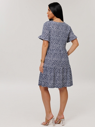 Женское платье Пл-117(К) / Синий (цветы)