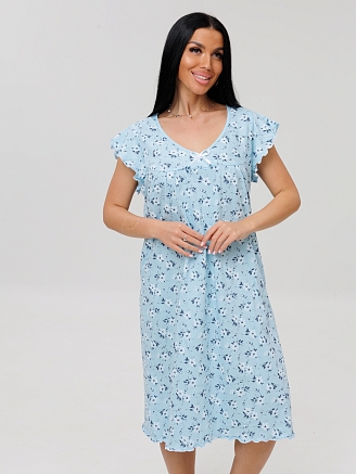 Женская сорочка Сор-71(К) / Ярко-голубой (цветы)