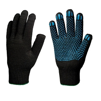 Перчатки 10 класс 3 нити 2п. / Х/б с ПВХ (точка)