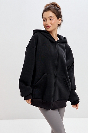 Женская толстовка Сова / Черный макси