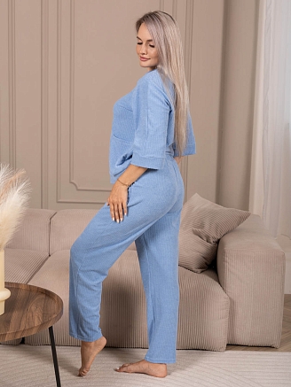 Женский костюм с брюками мод.2258 / Голубой