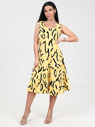 Женский сарафан 3 ЯРУСА СК-761 / Узоры на желтом