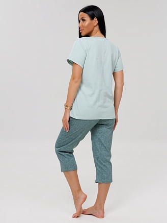 Женская пижама П-33(К) / Серо-зеленый (надписи)