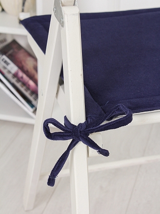Комплект квадратных подушек на стул с завязками (2 шт.) / / Темно-синий