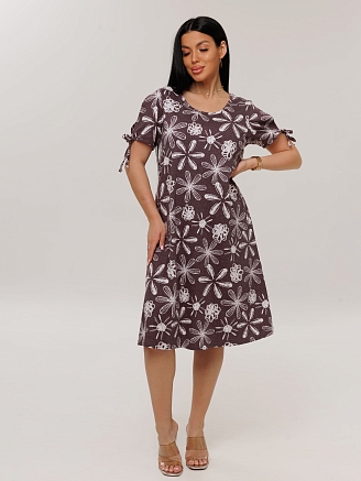 Женское платье Пл-109(К) / Какао (цветы)