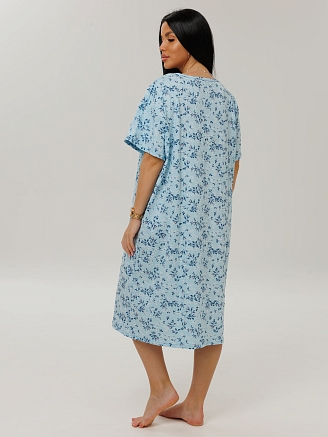 Женская сорочка Сор-38(К) / Голубой (белые цветы)