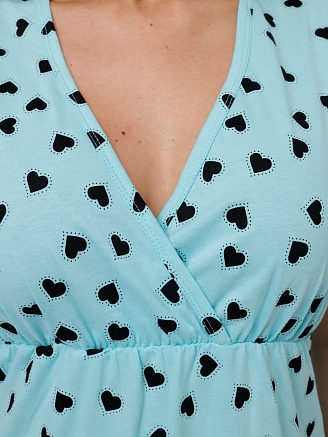 Женская сорочка для беременных Сор-80(К) / Бирюза (сердечки)