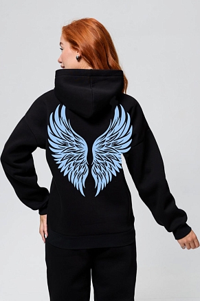 Женская толстовка 8578 оверсайз / черный+ангел