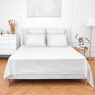 Простыня поплин "Волшебная Ночь" 220/240 / Теплый белый