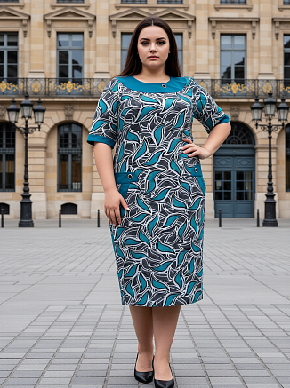 Женское платье Ретро персона ПлК-422 / Ментоловые листья