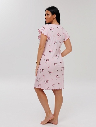 Женская сорочка Сор-107(Каш) / Пудровый (цветы)