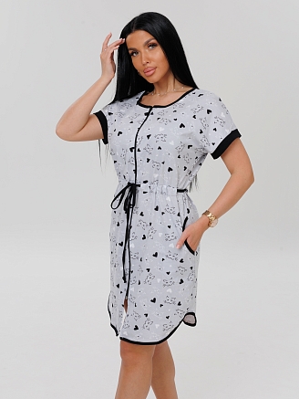 Женский халат Х-140(К) / Серый (сердечки)