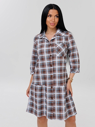 Женский халат Х-152(К) / Оранжевый (клетка)