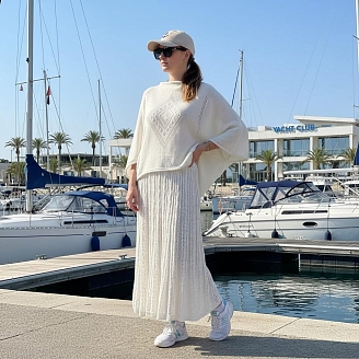 Женская юбка ажурная 106-1 / молочный