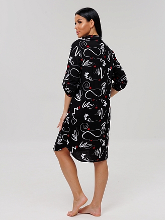 Женский халат Х-76(К) / Черный (узоры)