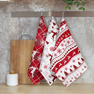 Вафельное полотенце "Самойловский Текстиль" Рождественские олени / вид 1