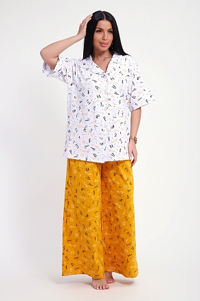 Женский костюм 29035 / бело-желтый