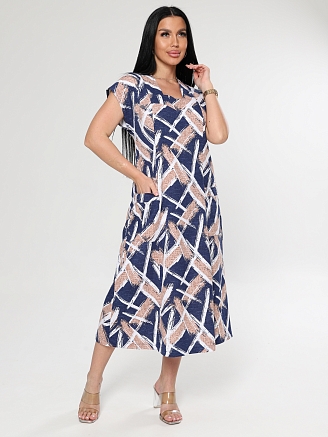 Женское платье Рамка ПлК-623 / Мазки бежевые