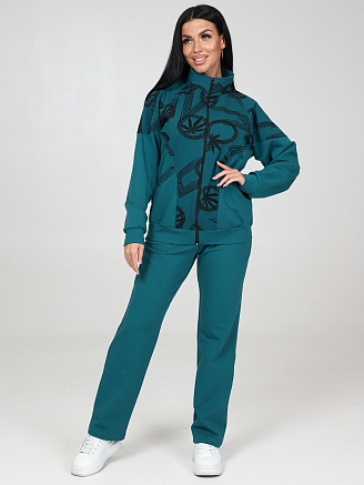 Женский костюм футер КФ-215 / Изумруд-меандр