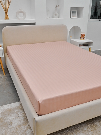 Простыня микрофибра-страйп / Пудра