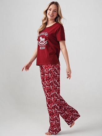 Женская пижама "Лошадка" 2416-К / Бордовый
