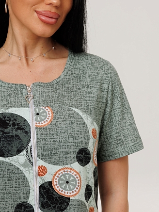 Женский халат Х-166(К) / Серо-зеленый (круги)