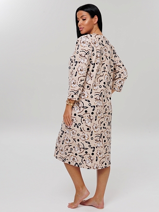 Женский халат Х-80(М) / Бежевый (цветы)