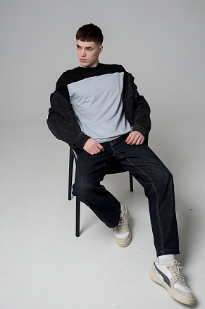 Мужская футболка 14482 / серый+черный