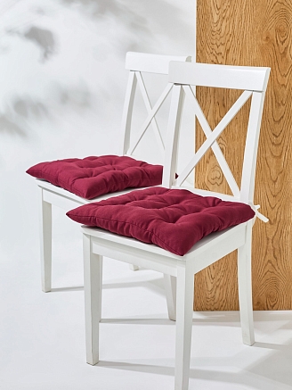 Комплект кухонных подушек на стул 2 шт. (габардин) / Бордовый