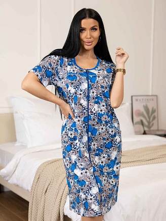 Женский халат на молнии мод.895/43 / Синий