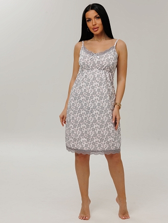 Женская сорочка Сор-49(К) / Серый (цветы)