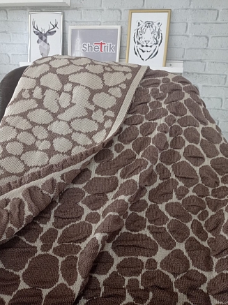 Плед вязаный 012ПВ4 / Темно-бежевый