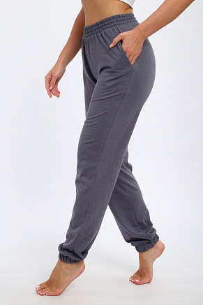 Брюки женские из кулирки на резинке / Графит