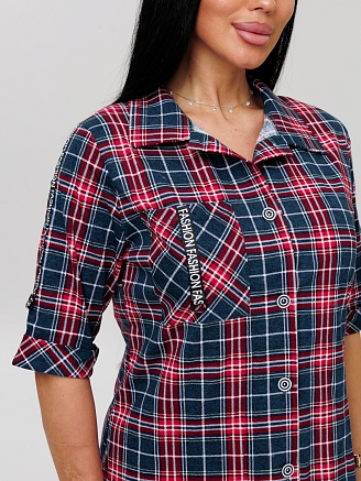 Женский халат Х-149(К) / Красный (клетка)