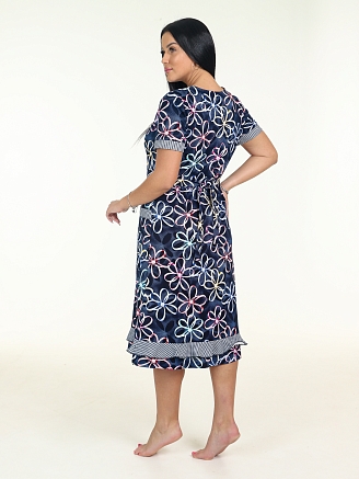 Женский халат МИМОЗА ХК-781 / Джинс с ленточками