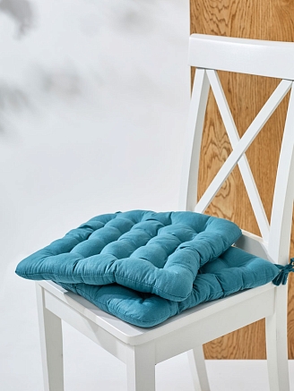Комплект подушек на стул с завязками (бязь) 16т. / Морская волна