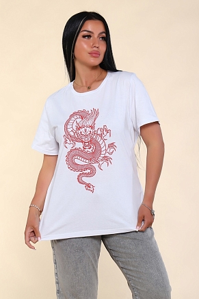 Женская футболка Тату Дракона-2 2220 / Белый