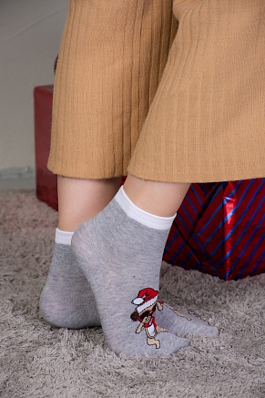 Женские носки  стандарт Символ дружбы (набор 3 пары) / белый, красный, серый