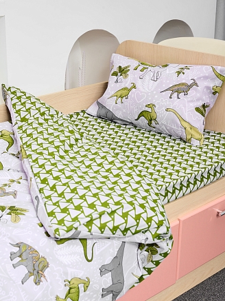Детское постельное белье поплин с простыней на резинке / Юрский период