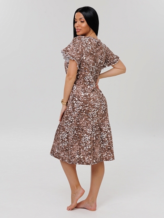 Женский халат Х-98(К) / Коричневый (мелкие цветы)