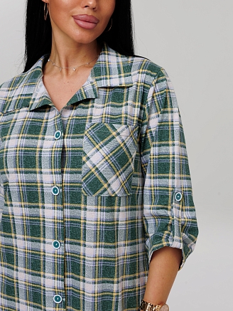 Женский халат Х-150(К) / Зеленый (клетка)