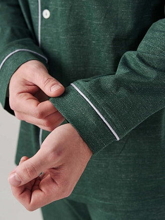 Мужская пижама "Лен" (классическая) 2417-К / Зеленый