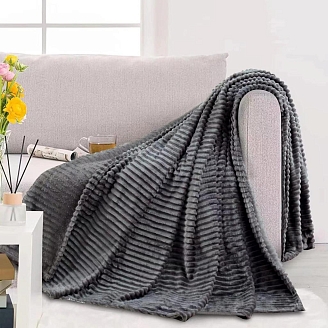 Плед велсофт №188 / Полоса серый