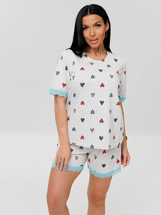 Женская пижама П-69(К) / Белый (сердечки)