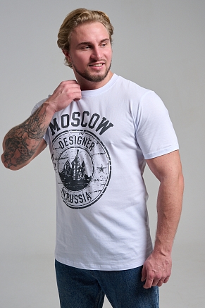 Мужская футболка 8503/1 / белый+Москва