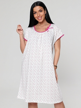 Женская ночная сорочка М-027 / бело-розовый