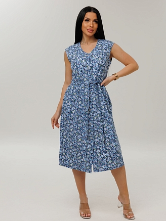 Женский халат Х-159(К) / Синий (мелкие цветы)