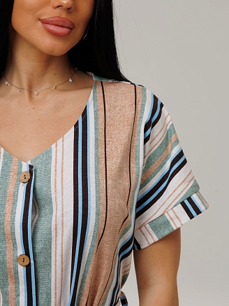 Женский халат Х-102(К) / Бежевый (полосы)